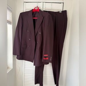 Bocacc Uomo Double Breasted Burgundy 2 Piece Suit